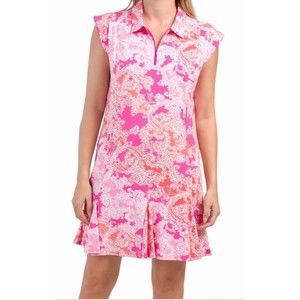 IBKUL DRESS Pascha Sleeveless Polo Dress L Pink Coral Golf Tennis NWT